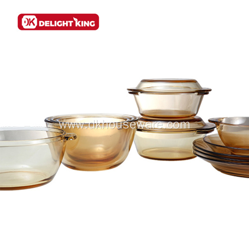 Amber High Borosilicate Glass Casserole with Glass Lid